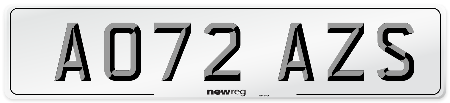 AO72 AZS Number Plate from New Reg